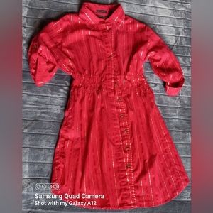 Red and Gold Button up Shirt or Mini Dress
